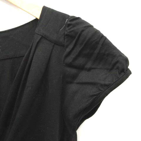 【中古】 ロペ ROPE ワンピース 半袖 プリーツ 無地 黒 7 /DJ レディース 【ベクトル 古着】 190328