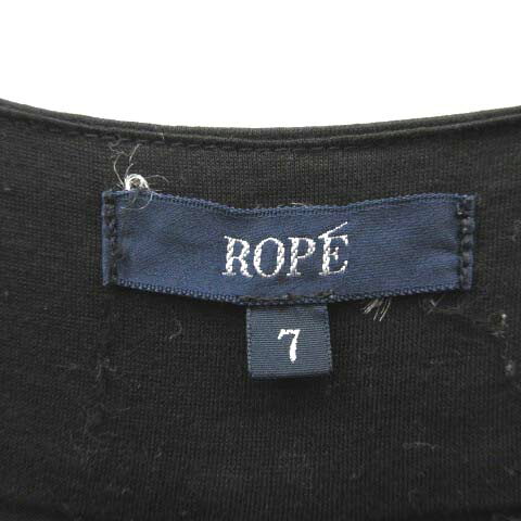 【中古】 ロペ ROPE ワンピース 半袖 プリーツ 無地 黒 7 /DJ レディース 【ベクトル 古着】 190328