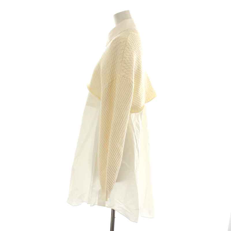 【中古】未使用品 スナイデル snidel 22AW ニットレイヤードシャツミニワンピ シャツワンピース セーター ケーブル クルーネック ショート丈 長袖 ノースリーブ フレア F アイボリー 白 ホワイト SWNO225045 /NW30 レディース 【ベクトル 古着】 240208