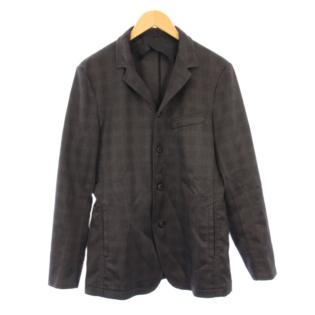 【中古】ニコルクラブ NICOLE CLUB selection セットアップ テーラードジャケット ブレザー アウター シングル 背抜き テーパードパンツ ジップフライ チェック柄 48 46 グレー /BB ■ES メンズ 【ベクトル 古着】 251109