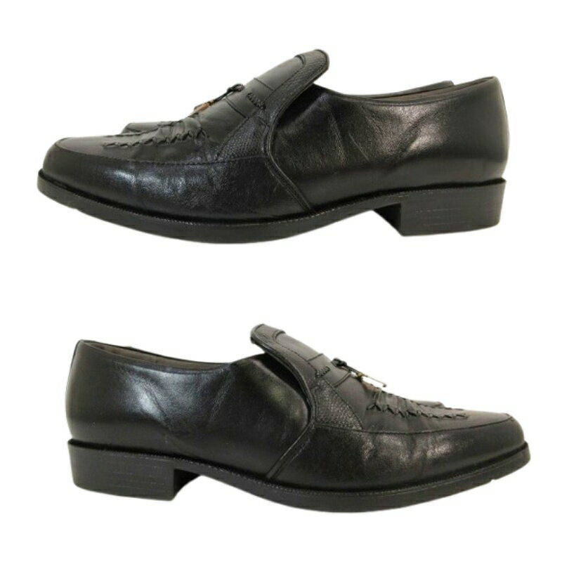 【中古】ビズプラス BIZPLUS ビジネスシューズ スリッポン ローファー 装飾 無地 ブラック サイズ25.5 QQQ メンズ 【ベクトル 古着】 250502