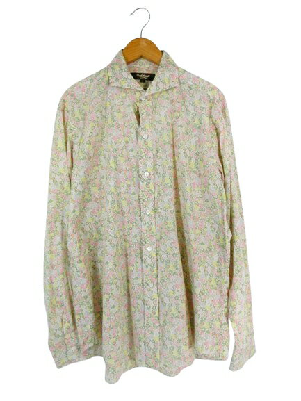 【中古】ポールスチュアート PAUL STUART シャツ ボタン 長袖 花柄 ボタニカル サイズL ピンク系 QQQ メンズ 【ベクトル 古着】 250504