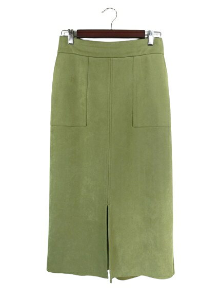 【中古】ディスコート Discoat スカート ウエスト ロング 無地 サイズF グリーン QQQ レディース 【ベクトル 古着】 250517