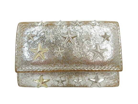 【中古】ジミーチュウ JIMMY CHOO キーケース 6連 装飾 スター レザー メタリック シルバー QQQ レディース 【ベクトル 古着】 250518