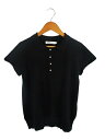【中古】49アベニュー ジュンコシマダ 49AV. junko shimada プルオーバー ニット ポロシャツ 半袖 無地 ブラック サイズ38 QQQ レディース 【ベクトル 古着】 250704