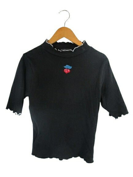 【中古】キャンディストリッパー Candy Stripper プルオーバー カットソー 半袖 刺? ワンポイント フリル ブラック サイズ2 QQQ レディース 【ベクトル 古着】 250724