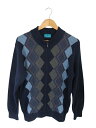 【中古】ミエル MIERU AVANT-GARDE BLUE LABEL ニット カーディガン 長袖 ジッパー アーガイル柄 ネイビー サイズM QQQ メンズ...