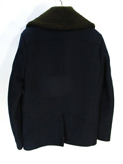 【中古】デラックス Deluxe Pコート 衿ボア 無地 サイズS 34-36 ネイビー QQQ メンズ 【ベクトル 古着】 250809