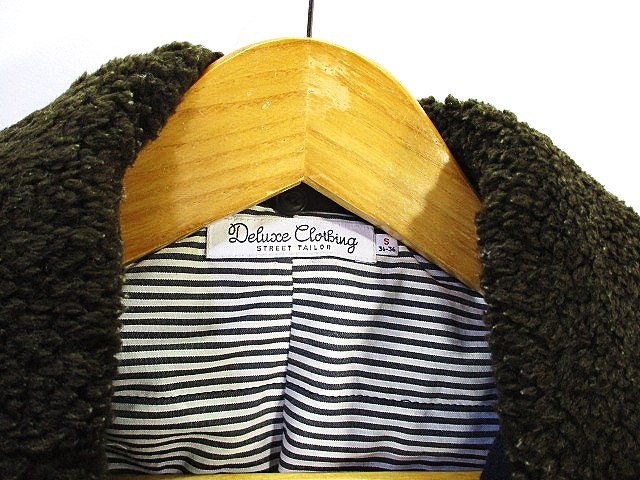 【中古】デラックス Deluxe Pコート 衿ボア 無地 サイズS 34-36 ネイビー QQQ メンズ 【ベクトル 古着】 250809