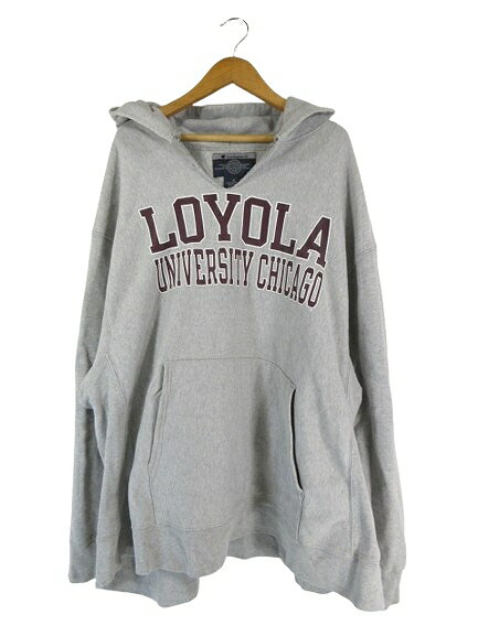 【中古】チャンピオン CHAMPION パーカー プルオーバー カレッジ ロゴ プリント リブ XLサイズ グレー QQQ メンズ 【ベクトル 古着】 250922(4)