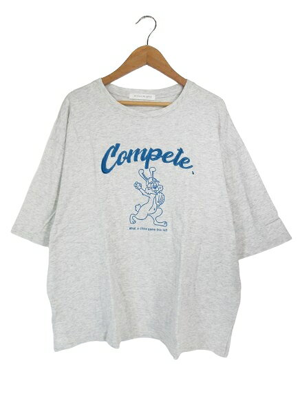 【中古】アズノウアズ as know as plus Tシャツ クルーネック 半袖 刺繍 プリント キャラ サイズF グレー QQQ レディース 【ベクトル 古着】 251023(4)