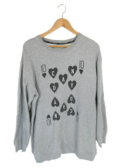 【中古】キャンディストリッパー Candy Stripper プルオーバー スウェット トレーナー 長袖 裏パイル トランプ プリント グレー サイズ2 QQQ レディース 【ベクトル 古着】 251116