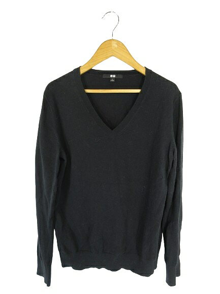 樂天商城 - 【中古】ユニクロ UNIQLO プルオーバー ニット セーター 長袖 Vネック リブ 無地 ブラック サイズM QQQ レディース 【ベクトル 古着】 260201