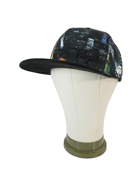 【中古】セブンユニオン 7UNION CAP&HAT COMPANY キャップ ロゴ 刺繍 総柄 つば アジャスター付 サイズF 黒 QQQ メンズ レディース 【ベクトル 古着】 260201