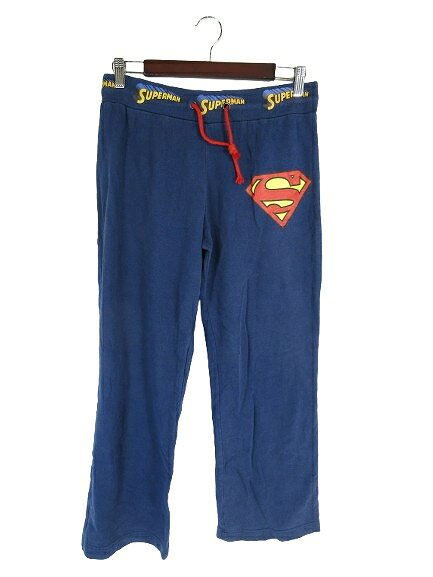 【中古】エメフィール aimerfeel パンツ イージー スウェット ルームウェア ロング スーパーマン アメコミ DC ロゴ ワンポイント ネイビー サイズL QQQ レディース 【ベクトル 古着】 260607