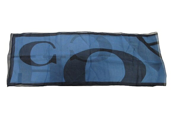 【中古】コーチ COACH スカーフ シアー ロゴ シルク ブルー QQQ ☆AA★ メンズ レディース 【ベクトル 古着】 260618
