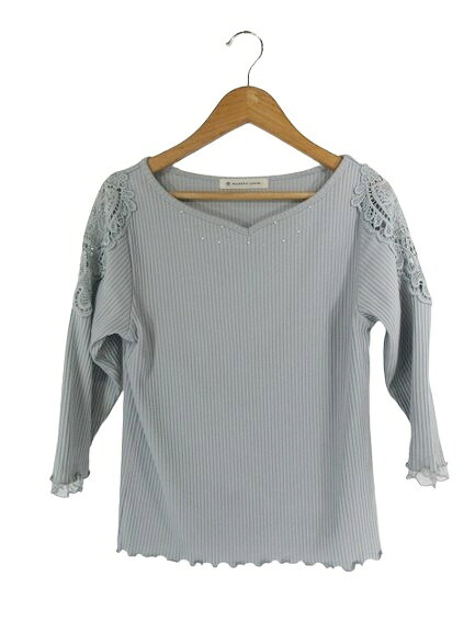 【中古】マジェスティックレゴン MAJESTIC LEGON Tシャツ 長袖 リブ レース ビジュー サイズM ミント グリーン QQQ レディース 【ベクトル 古着】 260831