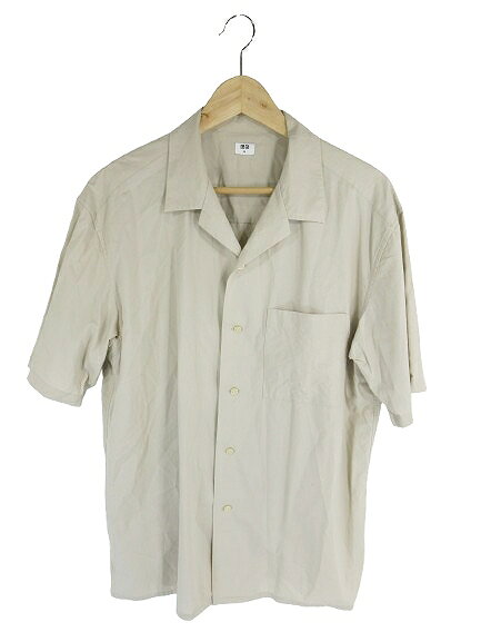 【中古】ユニクロ UNIQLO シャツ 半袖 ボタン 無地 ベージュ サイズM QQQ メンズ 【ベクトル 古着】 260831