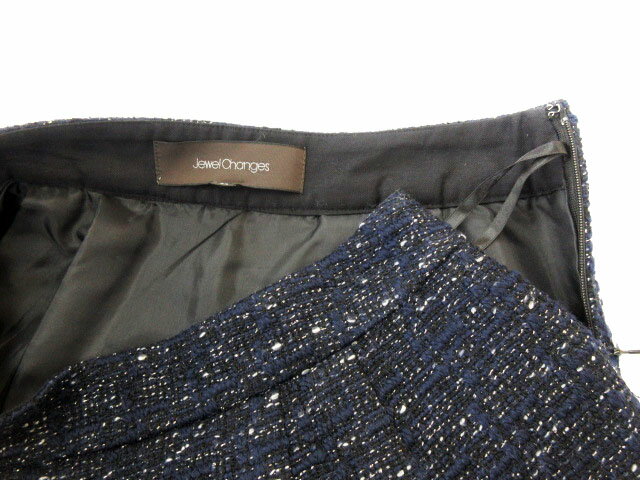 【中古】ジュエルチェンジズ Jewel Changes アローズ スカート ミニ ツイード ウール 34 紺 ネイビー /ka レディース 【ベクトル 古着】 180213 ブランド古着ベクトルプレミアム店