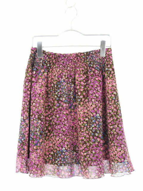 【中古】シップス SHIPS スカート フレア ギャザー 総柄 ひざ丈 紫 パープル /kt レディース 【ベクトル 古着】 180217 ブランド古着ベクトルプレミアム店