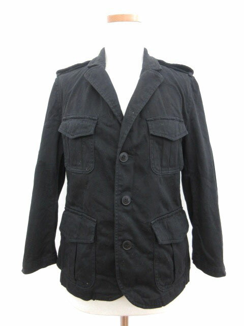 【中古】アメリカンラグシー AMERICAN RAG CIE ジャケット サファリ ストレッチ 七分袖 1 黒 ブラック ayy レディース 【ベクトル 古着】 180220 ブランド古着ベクトルプレミアム店