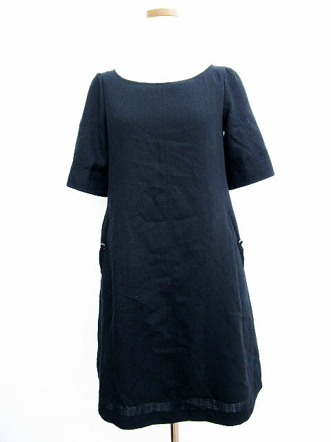 【中古】クイーンズコート QUEENS COURT ワンピース 五分袖 ひざ丈 0 黒 ブラック レディース 【ベクトル 古着】 170416 ブランド古着..