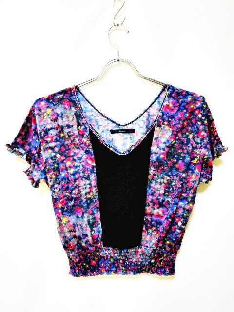 【中古】カスタネ Kastane Tシャツ カットソー 総柄 レース 半袖 F 紺 ネイビー レディース 【ベクトル 古着】 170418 ブランド古着ベクトルプレミアム店