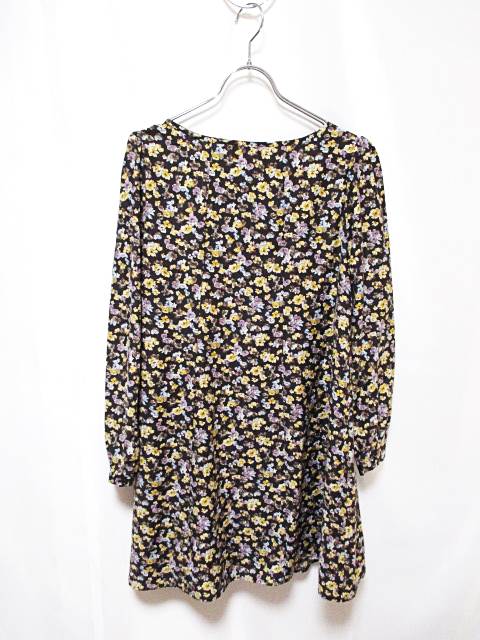 【中古】ミスティウーマン mysty woman ワンピース ミニ ギャザー 小花柄 M 茶 ブラウン レディース 【ベクトル 古着】 170420 ブランド古着ベクトルプレミアム店