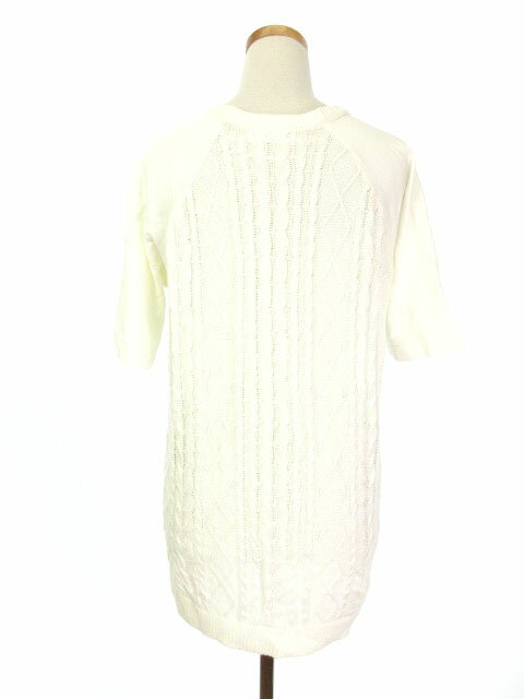 【中古】ルイス Lui's カットソー ニット チュニック 異素材 切替 ケーブル 半袖 S 白 ホワイト /ah レディース 【ベクトル 古着】 180421 ブランド古着ベクトルプレミアム店