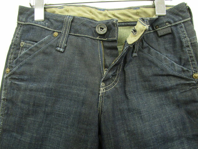 【中古】ジースターロウ G-Star RAW 3301 パンツ デニム ジーンズ ストレート ウォッシュ加工 W24 青 ブルー /nn レディース 【ベクトル 古着】 180219 ブランド古着ベクトルプレミアム店