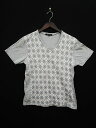 【中古】リズムオブライフ RHYTHM OF LIFE Tシャツ 半袖 アーガイル Vネック コットン M グレー /☆y メンズ 【ベクトル 古着】 1802...