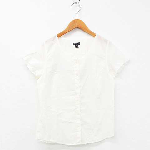 【中古】エディーバウアー EDDIE BAUER ブラウス シャツ 半袖 レース 刺繍 前開き コットン オフホワイト PS レディース 【ベクトル 古着】 200813 ベクトルプレミアム店