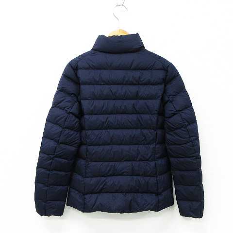【中古】ユニクロ UNIQLO ウルトラライトダウン ジャケット 長袖 スタンドカラー 軽量 無地 フェザー混 ネイビー S レディース 【ベクトル 古着】 210323