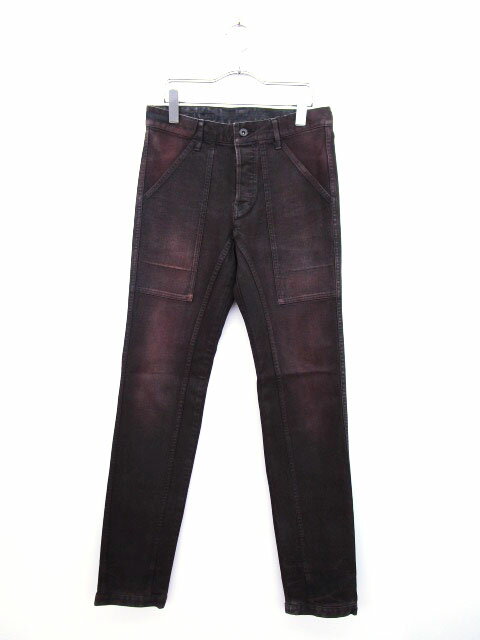 【中古】スリヴァー Sriver パンツ デニム ジーンズ ウォッシュ加工 スリム ボタンフライ 1 茶 ブラウン メンズ 【ベクトル 古着】 171017 ブランド古着ベクトルプレミアム店