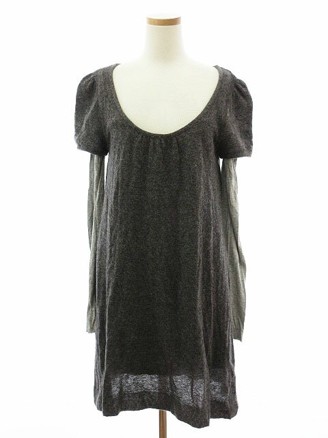 【中古】マックス&コー MAX&CO. ワンピース ニット 長袖 ひざ丈 レイヤード モヘヤ ウール グレー 国内正規 /ew レディース 【ベクトル 古着】 171130 ブランド古着ベクトルプレミアム店