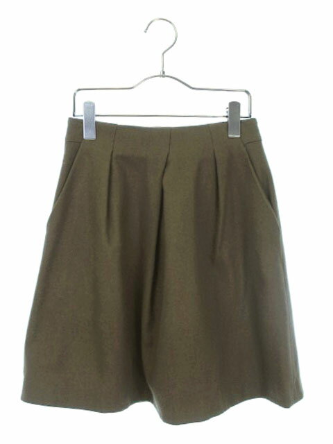【中古】ストロベリーフィールズ STRAWBERRY-FIELDS スカート フレア ミニ ウール 1 カーキ aky レディース 【ベクトル 古着】 180326 ブランド古着ベクトルプレミアム店