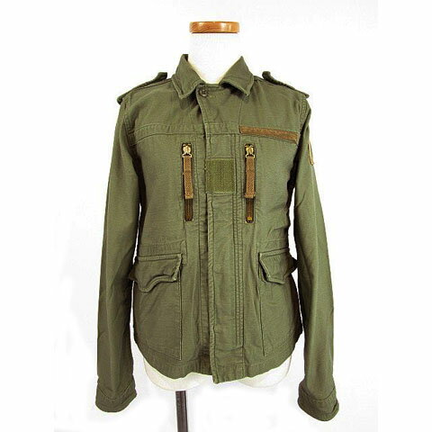 【中古】デラヴェ delave ジャケット ミリタリー 長袖 コットン カーキ 34 レディース 【ベクトル 古着】 211102