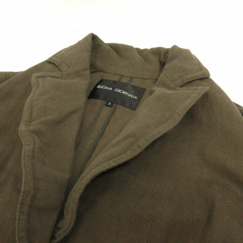 【中古】ボナジョルナータ BUONA GIORNATA ジャケット テーラードカラー 襟ワイヤー入り 1B コットン カーキ系 カーキブラウン S レディース 【ベクトル 古着】 221010