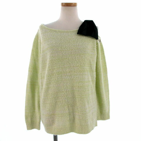 【中古】リランドチュール Rirandture ニット 長袖 リボン グリーン系 2 レディース 【ベクトル 古着】..