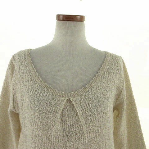 【中古】プロポーション ボディドレッシング PROPORTION BODY DRESSING チュニック 七分袖 フリンジ ラメ スカラップ オフ白 ゴールド FR レディース 【ベクトル 古着】 190121 ブランド古着ベクトルプレミアム店