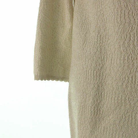 【中古】プロポーション ボディドレッシング PROPORTION BODY DRESSING チュニック 七分袖 フリンジ ラメ スカラップ オフ白 ゴールド FR レディース 【ベクトル 古着】 190121 ブランド古着ベクトルプレミアム店