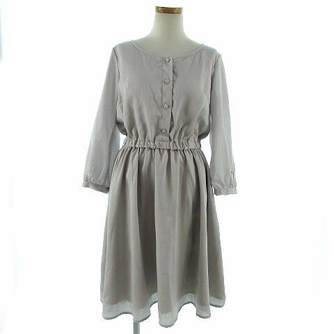 Rakuten - 【中古】プロポーション ボディドレッシング PROPORTION BODY DRESSING ワンピース 長袖 ひざ丈 シャドーストライプ グレー系 2 レディース 【ベクトル 古着】 190215 ブランド古着ベクトルプレミアム店