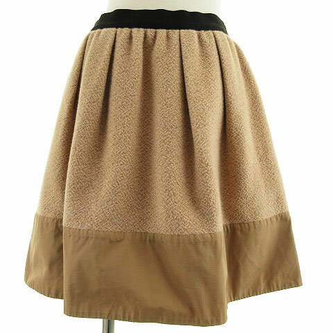 【中古】ノーリーズ Nolley's sophi スカート フレアスカート ひざ丈 アンゴラ混 切替 ベージュ 38 レディース 【ベクトル 古着】 190317 ブランド古着ベクトルプレミアム店