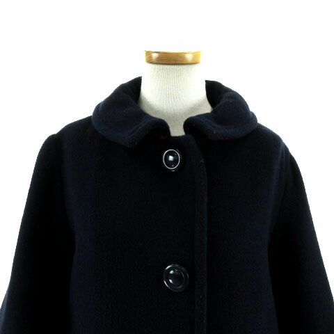 【中古】 プードゥドゥ POU DOU DOU コート ステンカラーコート ウール混 ネイビー 紺 M レディース 【ベクトル 古着】 190327