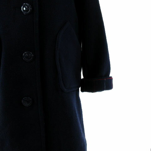 【中古】 プードゥドゥ POU DOU DOU コート ステンカラーコート ウール混 ネイビー 紺 M レディース 【ベクトル 古着】 190327