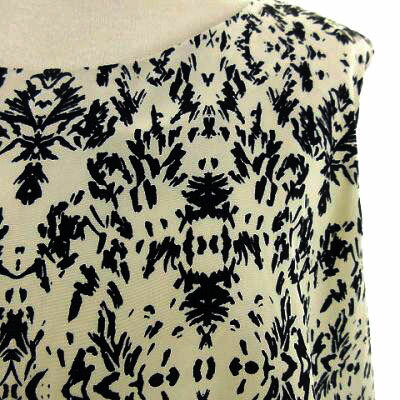 【中古】 アバハウス ABAHOUSE ECRU ワンピース ひざ丈 ノースリーブ 切替 黒 オフ白 F レディース 【ベクトル 古着】 190414