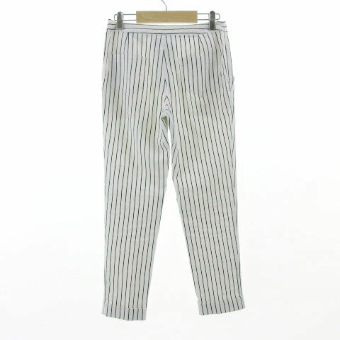 【中古】 フリーズフレーズ FREE'S PHRASE パンツ テーパード リネン混 ストライプ オフ白 黒 ブラック M レディース 【ベクトル 古着】 190512