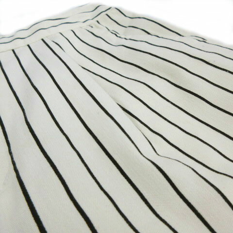 【中古】 フリーズフレーズ FREE'S PHRASE パンツ テーパード リネン混 ストライプ オフ白 黒 ブラック M レディース 【ベクトル 古着】 190512