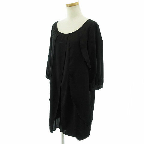 【中古】 エマジェイムス EMMAJAMES チュニック 七分袖 ブラック 黒 9R レディース 【ベクトル 古着】 190623