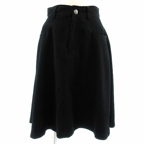 【中古】 ジーナシス JEANASIS スカート フレアスカート ミディ丈 ブラック 黒 F レディース 【ベクトル 古着】 190624
